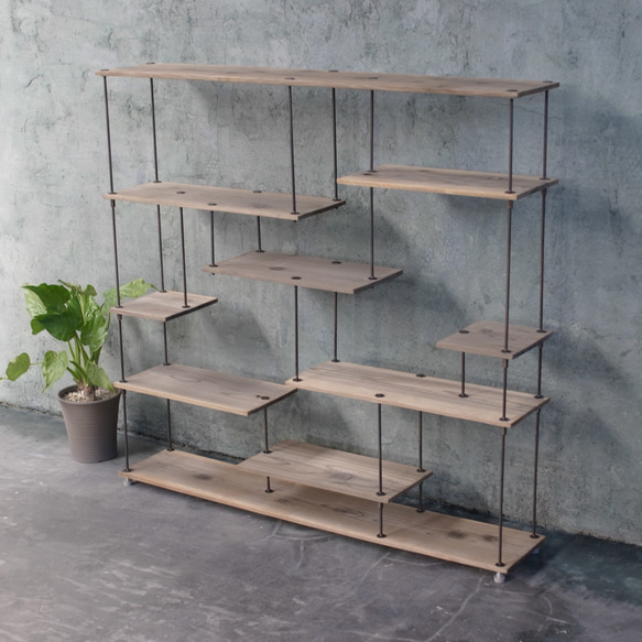 wood iron shelf 1150*1200*225〈グレイッシュカラー〉 3枚目の画像