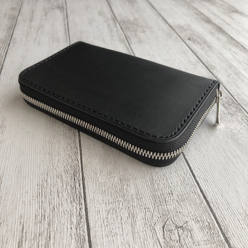 受注製作》栃木サドルレザーラウンドファスナーミドルウォレット