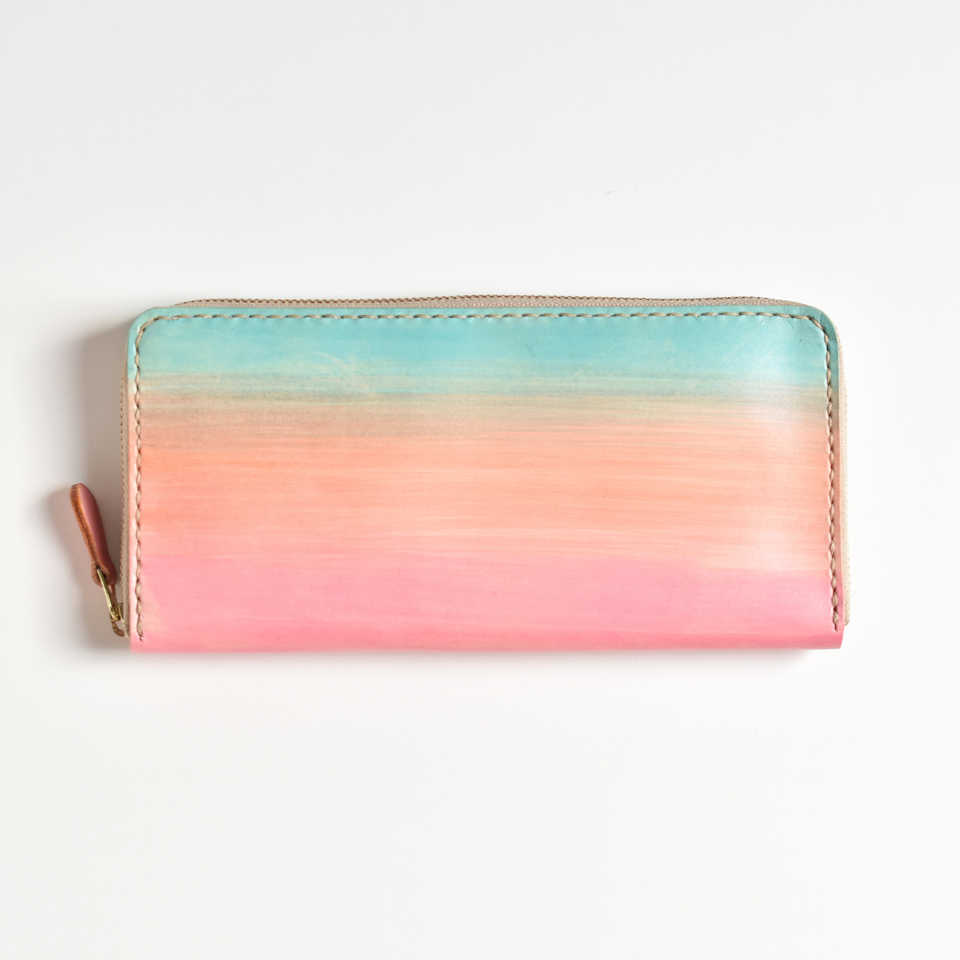 革の手染め財布 「Sunset（ラウンドファスナー長財布）」