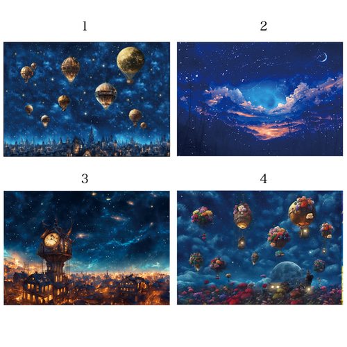 全種セット】星空と夜空の幻想的なポストカード ポストカード