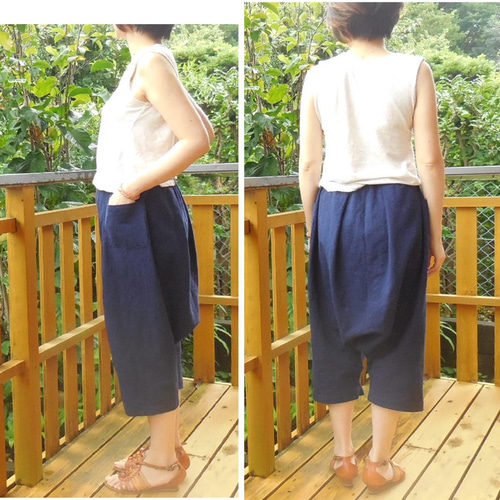 受注【綿麻】サルエルパンツ L-78 着心地ラクちんﾊﾟﾝﾂ