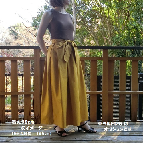 受注【綿ﾂｲﾙ】タック ロングスカート L-85 ｳｴｽﾄｺﾞﾑ ロング