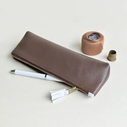 皮革筆袋•奈良散策 茶色 第1張的照片