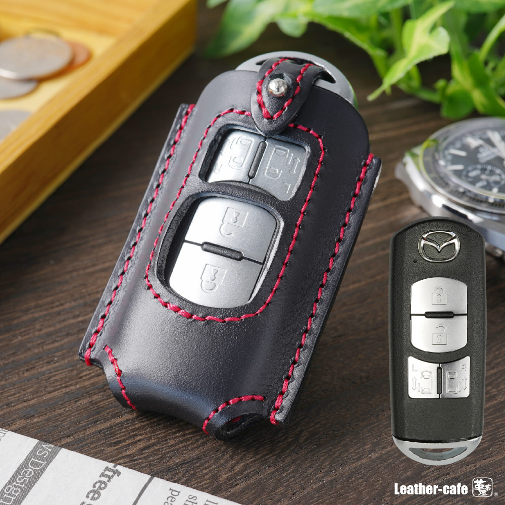 マツダ スマートキーケース デミオ ロードスター アクセラ アテンザ CX-5 CX-3対応 レザー【mazda-b4】