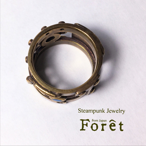 steampunk/スチームパンク〕パイピングリング／配管の指輪（真鍮