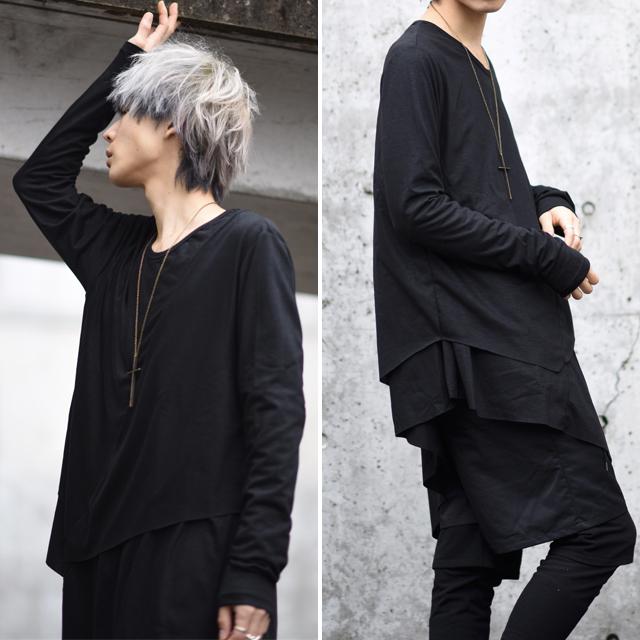 ランダム切り替えフェイクレイヤードアシメカットソー