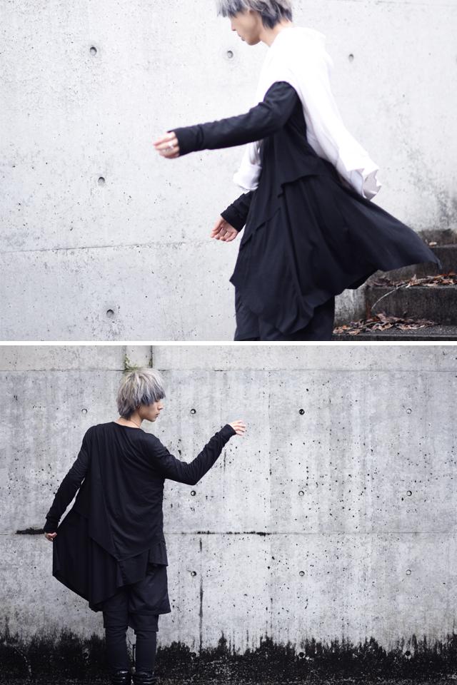 ランダム切り替えフェイクレイヤードアシメカットソー