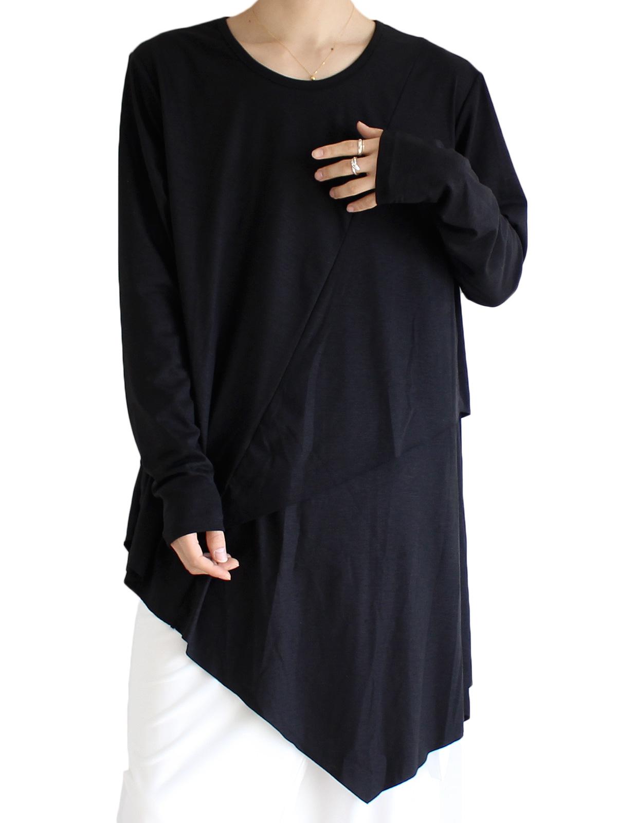 ランダム切り替えフェイクレイヤードアシメカットソー