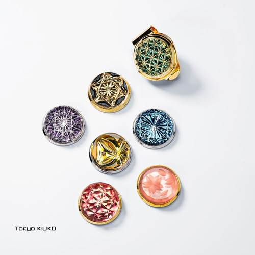 東京切子ゴルフマーカー Reflection 雅楽 クリアー・ゴールド 帯留め