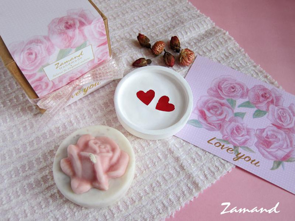 【Zamand 】Mosaic系列-玫瑰香氛柱燭單入禮盒／接單製作 第3張的照片