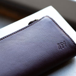 L字ファスナー長財布　薄い　本革　ブラウン　レディース　メンズ　姫路産マットシュリンクレザー　aw-05ons 4枚目の画像