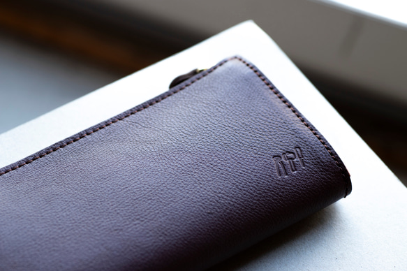 L字ファスナー長財布　薄い　本革　ブラウン　レディース　メンズ　姫路産マットシュリンクレザー　aw-05ons 4枚目の画像