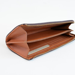 L字ファスナー長財布　薄い　本革　ブラウン　レディース　メンズ　姫路産マットシュリンクレザー　aw-05ons 10枚目の画像