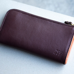 L字ファスナー長財布　薄い　本革　ブラウン　レディース　メンズ　姫路産マットシュリンクレザー　aw-05ons 3枚目の画像