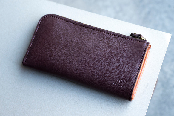 L字ファスナー長財布　薄い　本革　ブラウン　レディース　メンズ　姫路産マットシュリンクレザー　aw-05ons 3枚目の画像