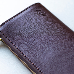 L字ファスナー長財布　薄い　本革　ブラウン　レディース　メンズ　姫路産マットシュリンクレザー　aw-05ons 5枚目の画像