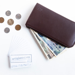 L字ファスナー長財布　薄い　本革　ブラウン　レディース　メンズ　姫路産マットシュリンクレザー　aw-05ons 7枚目の画像