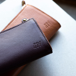 L字ファスナー長財布　薄い　本革　ブラウン　レディース　メンズ　姫路産マットシュリンクレザー　aw-05ons 2枚目の画像