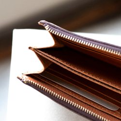 L字ファスナー長財布　薄い　本革　ブラウン　レディース　メンズ　姫路産マットシュリンクレザー　aw-05ons 6枚目の画像