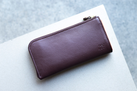 L字ファスナー長財布　薄い　本革　ブラウン　レディース　メンズ　姫路産マットシュリンクレザー　aw-05ons 1枚目の画像