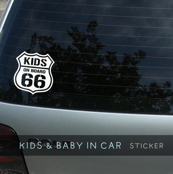 KIDS IN CAR / BABY IN CAR ステッカー【 ROUTE66 】 好きな文字に変更できます♥ 3枚目の画像