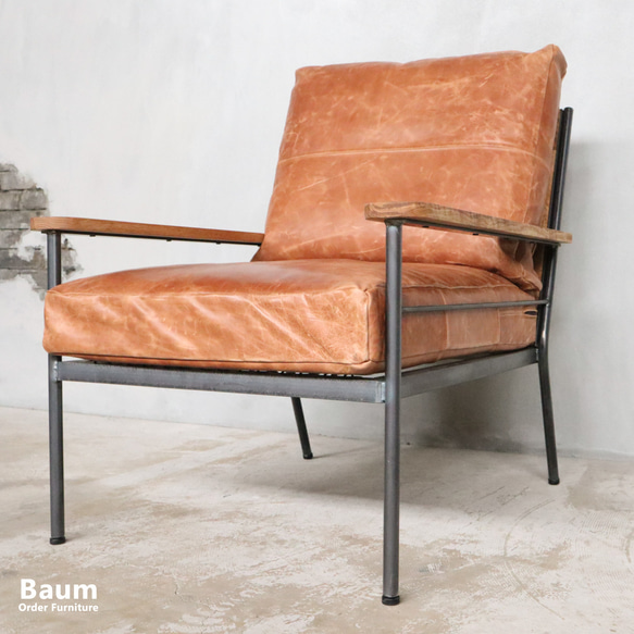 送料無料／[Y.T Sofa 1seater]1人掛けソファ 無垢材 馬革レザー 無垢材