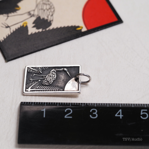 花札アクセサリー【1月 松に鶴】ペンダントトップ ネックレス