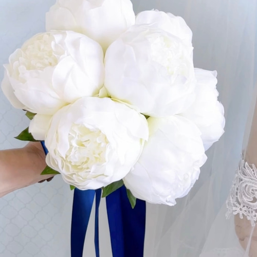 Wedding】ピンクのバラと芍薬のクラッチブーケ&ブートニア