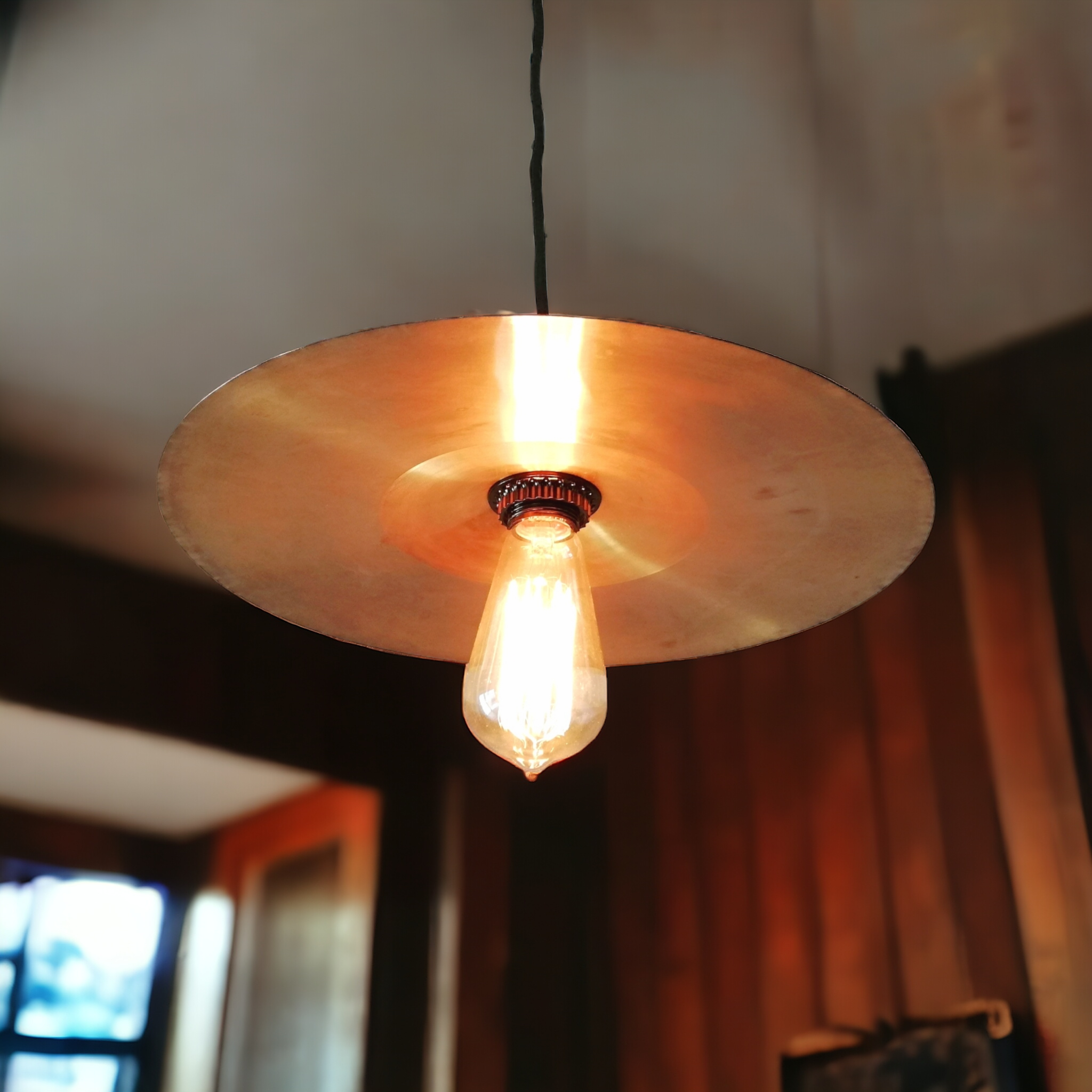 ペンダントライト/シンバル/ランプ/照明/インテリア/LED/電球/ハンドメイド シンバル ペンダントライト (カラーグレー 電球LED電球