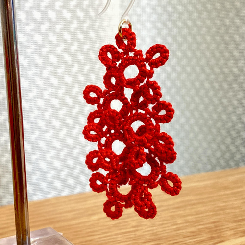 タティングレース フサフサブレード ピアス イヤリング レッド ピアス