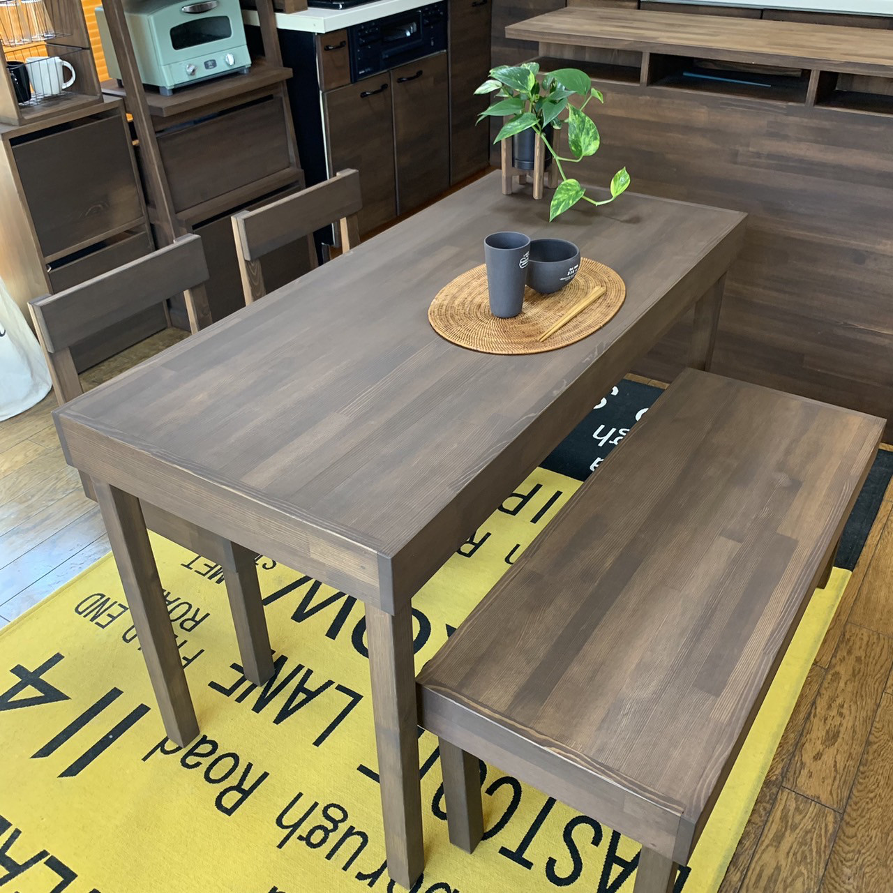 【引取り限定】カフェ向けベンチシート＆テーブル セット 引取り限定】カフェ向けベンチシート＆テーブル セット