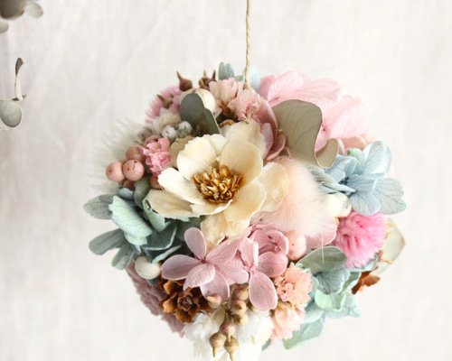 フラワーボール ピンク(ドライフラワー・プリザーブドフラワー