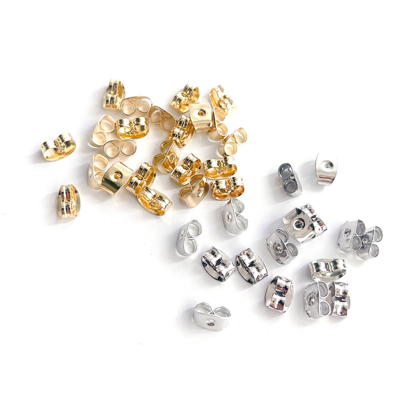 eje999 [10g（約100個）] 約5mm x 6mm 基本款耳環背扣 16KGP黃金 適合各種耳環 第4張的照片