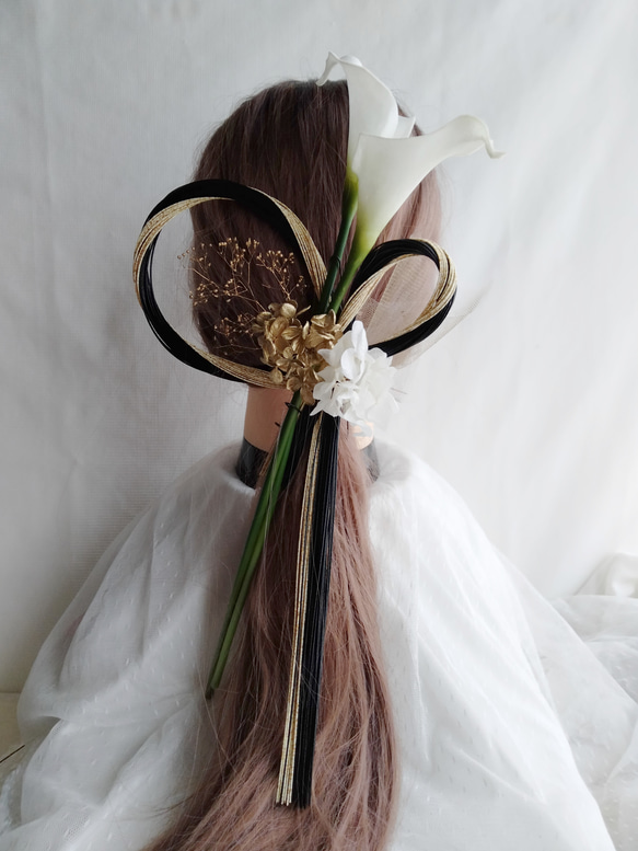 水引きリースリボン 水引きアレンジ 水引き髪飾り 成人式髪飾り 結婚式  