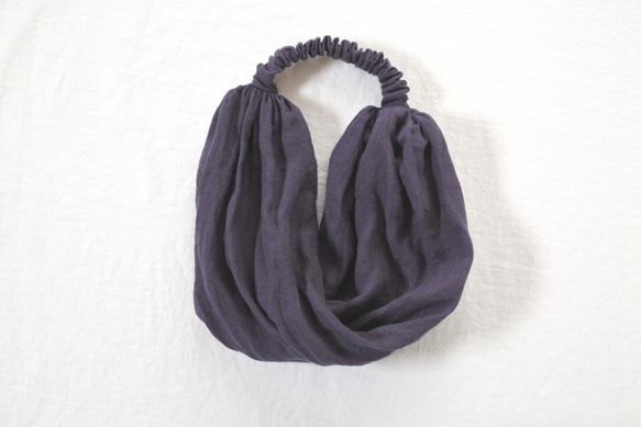 亞麻頭巾...紫色...透明 第4張的照片