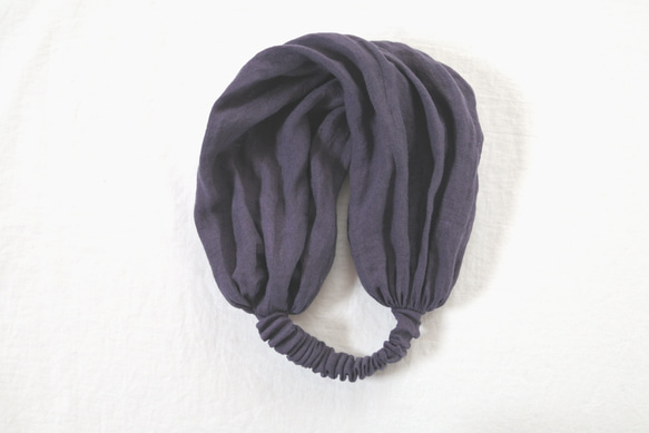 亞麻頭巾...紫色...透明 第3張的照片