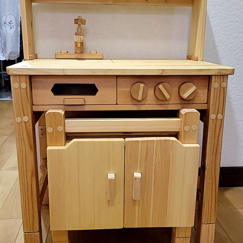 受注製作】手作り木製ままごとキッチン&イス おもちゃ・人形 ナオナオ