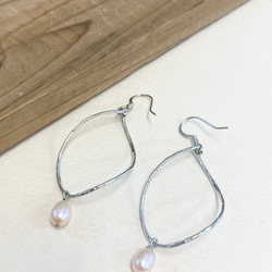 促銷價❤️ 2件套❗️ 橙色淡水珍珠葉狀耳環&amp;手鍊 鍍銀（長4.5cm） 第4張的照片