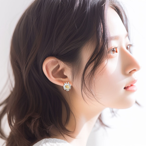 デイジーフラワーピアス ポストタイプ【受注生産】 ピアス