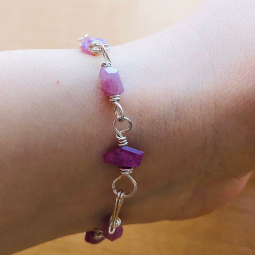 送料無料✨シルバーフィルドピンクサファイアブレスレット✨ピンク