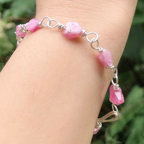 送料無料✨シルバーフィルドピンクサファイアブレスレット✨ピンク