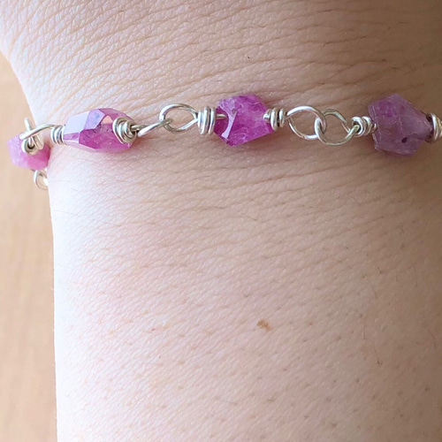 送料無料✨シルバーフィルドピンクサファイアブレスレット✨ピンク