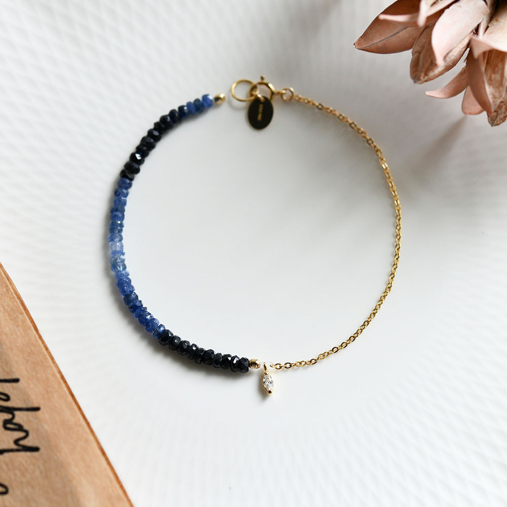 オリジナル　グラデーション　ブルーサファイアのブレスレット 2WAY　9月誕生石