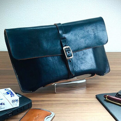 clutch bag  手染めBlue  unisex クラッチバック 3枚目の画像