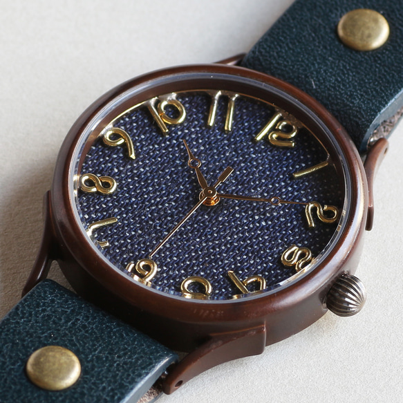 デニムで作った可愛い文字盤がおしゃれなハンドメイドウォッチ 選べる