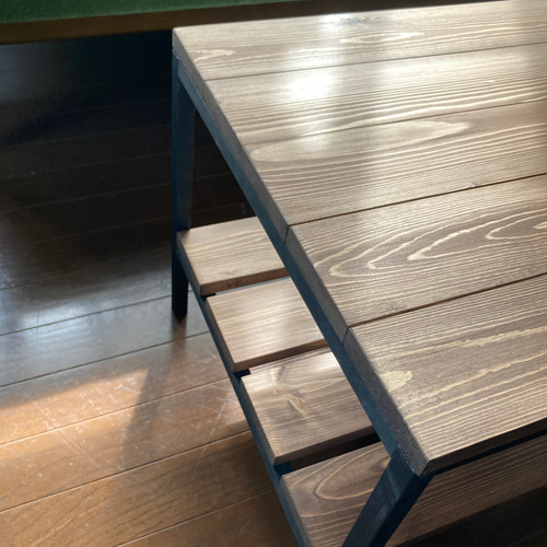 カフェテーブルBK アイアン風脚・ビンテージワックス仕上げ ロー