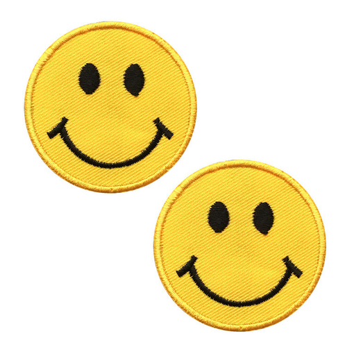 アップリケワッペン-スマイリー ラージL 2枚 UI W-1142 膝当てにも  