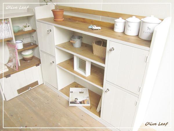 ※送料がかなり安くなりました！★オーダー可！●超ワイド4扉シンメトリーキャビネット●シャビーホワイト無垢材●受注製作