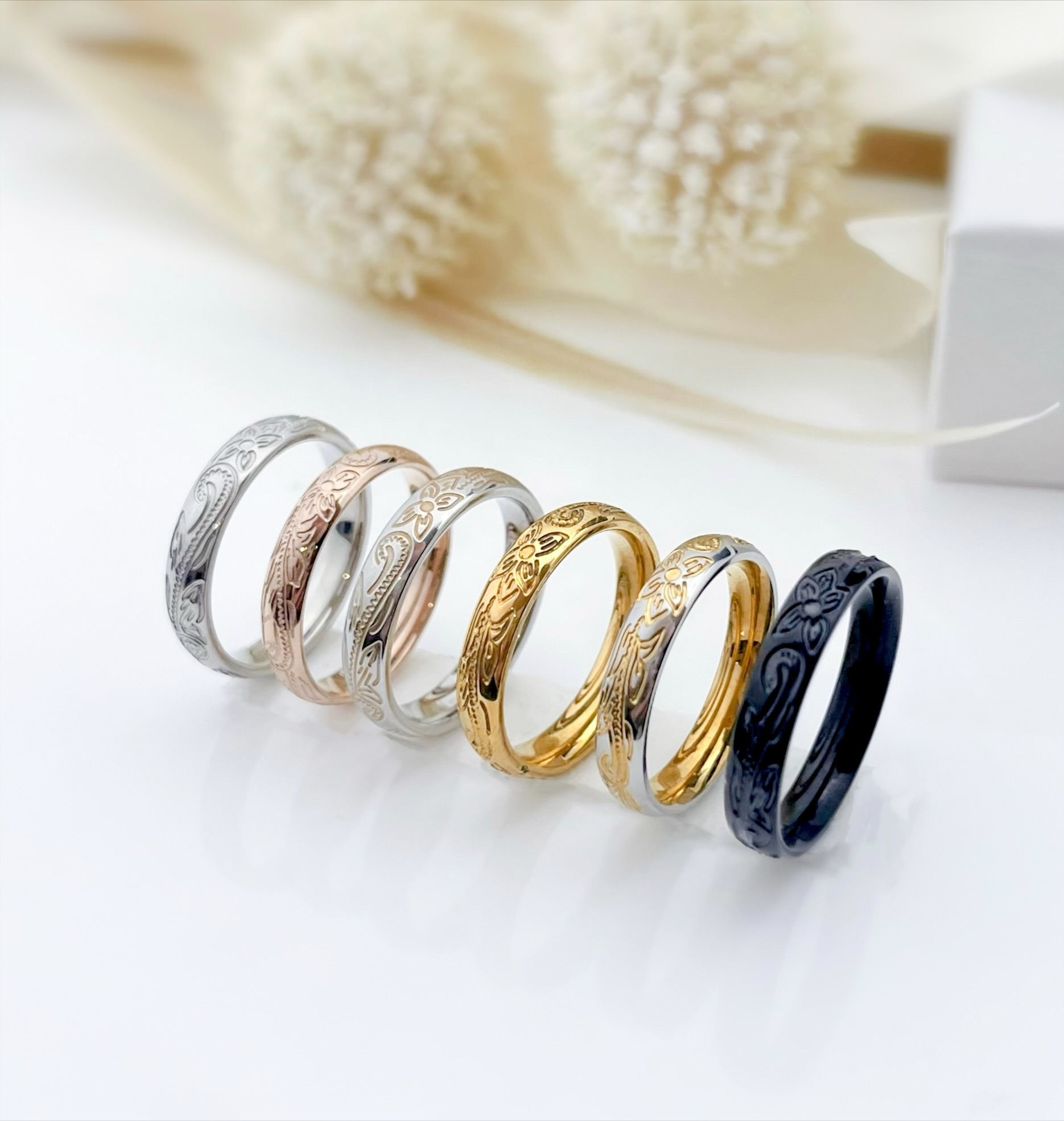 *＊幸運のハワイアン リング＊*  指輪 ペアリング メッセージ 記念日 刻印 ステンレス シルバー プレゼン 単品価格