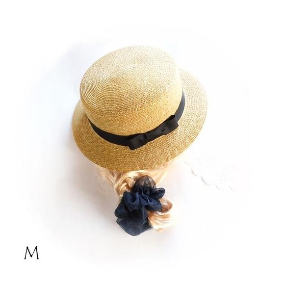 濃紺色＼©きほんのシュシュ／オーガンジー ネイビー 透明感・M／上品 清楚 シック、冠婚葬祭・卒入学、きちんとカジュアル 2枚目の画像